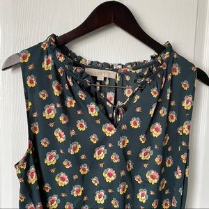 LOFT Green Floral Dress